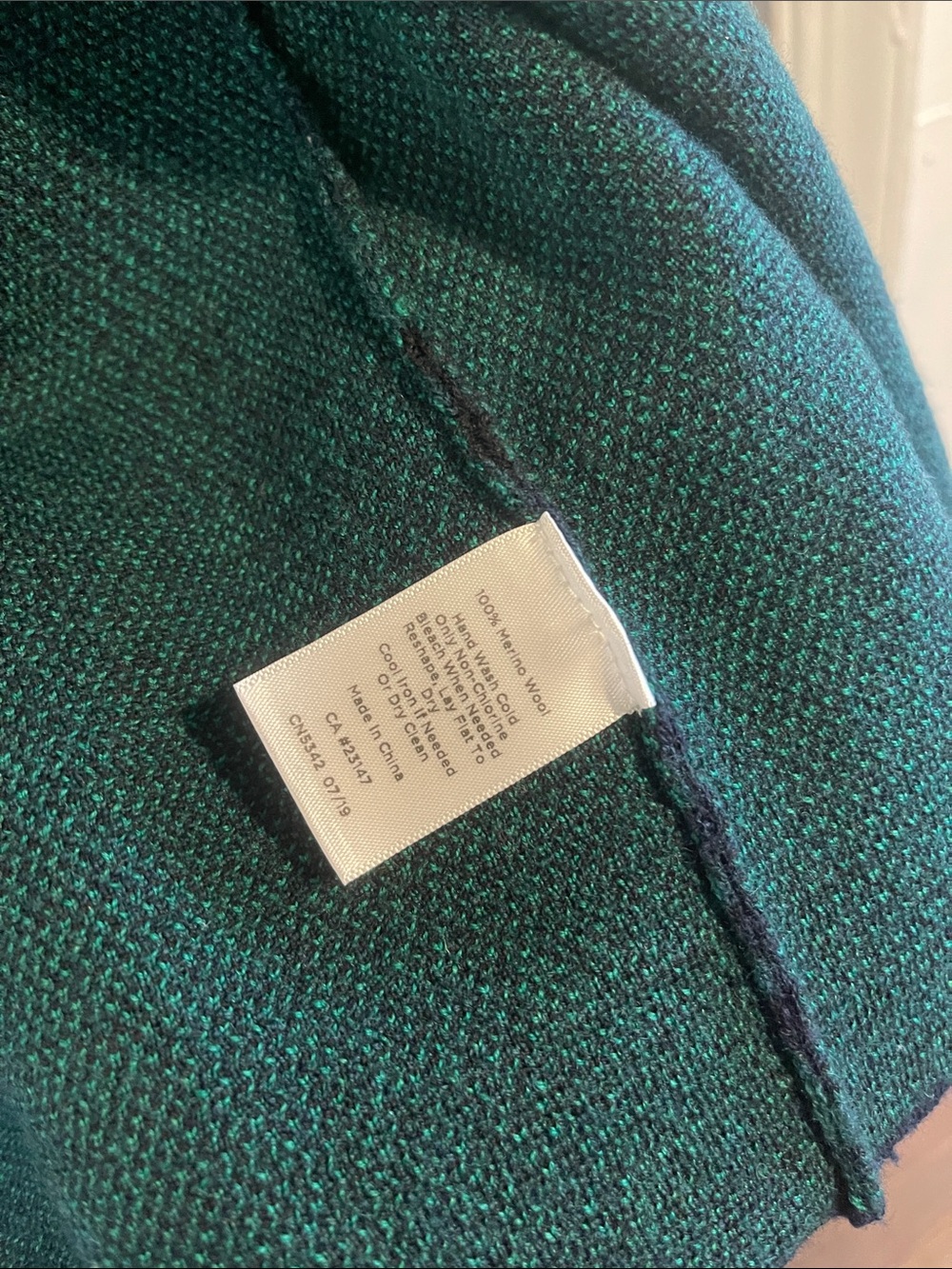 Talbots Navy & Green Plaid 100% Pure Merino Wool Open Long Cardigan Size XS - Picture 6 of 7